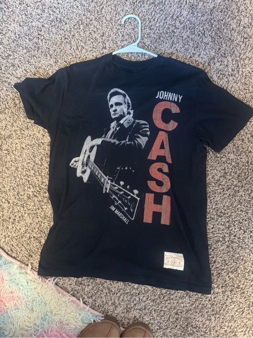 Marshall Johnny Cash Graphic Tee in Black with Red Print